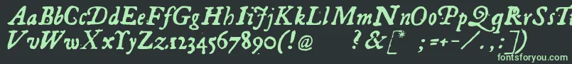 Fonte Georgitalic – fontes verdes em um fundo preto