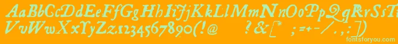 Fonte Georgitalic – fontes verdes em um fundo laranja