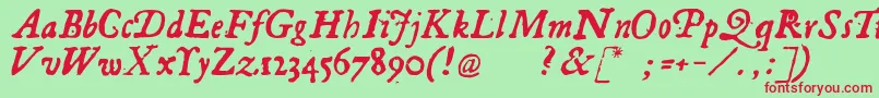 Czcionka Georgitalic – czerwone czcionki na zielonym tle
