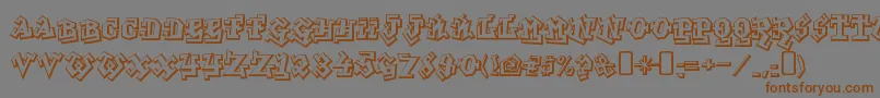 フォントGraffititreatRegular – 茶色の文字が灰色の背景にあります。