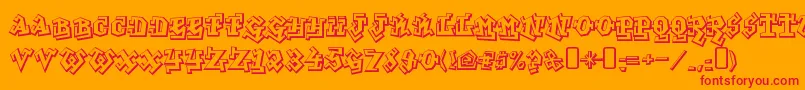 GraffititreatRegular Font – Red Fonts on Orange Background