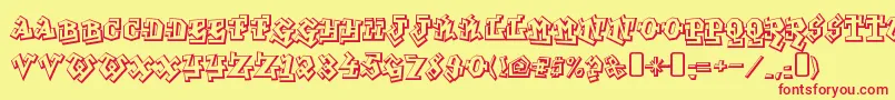 GraffititreatRegular Font – Red Fonts on Yellow Background