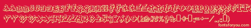 GraffititreatRegular Font – Yellow Fonts on Red Background