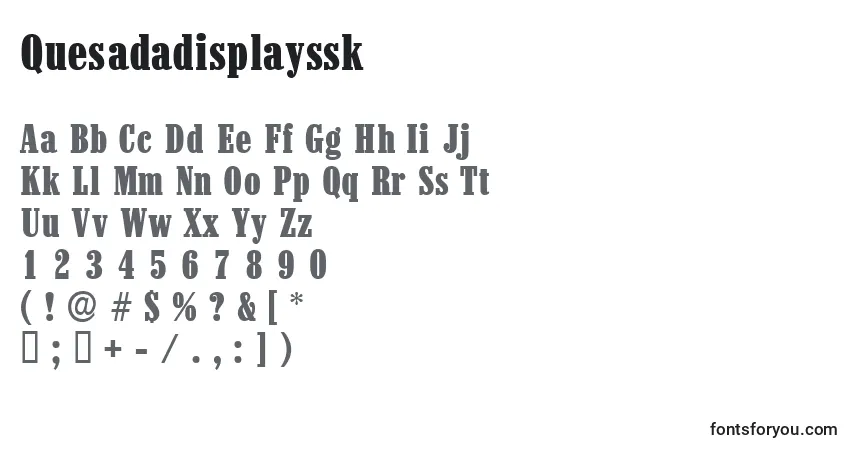 Schriftart Quesadadisplayssk – Alphabet, Zahlen, spezielle Symbole