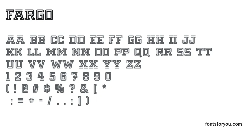 Schriftart Fargo – Alphabet, Zahlen, spezielle Symbole