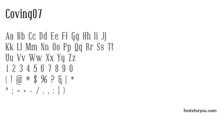 Czcionka Coving07 – alfabet, cyfry, specjalne znaki