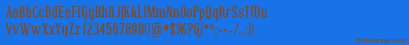 フォントCoving07 – 茶色の文字が青い背景にあります。