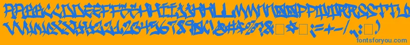 GhettoStreetz-Schriftart – Blaue Schriften auf orangefarbenem Hintergrund