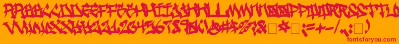 Fonte GhettoStreetz – fontes vermelhas em um fundo laranja