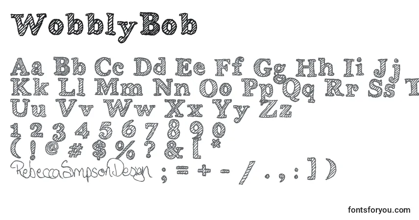 A fonte WobblyBob – alfabeto, números, caracteres especiais