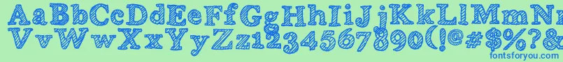 WobblyBob-Schriftart – Blaue Schriften auf grünem Hintergrund