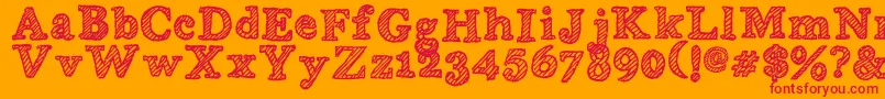 フォントWobblyBob – オレンジの背景に赤い文字