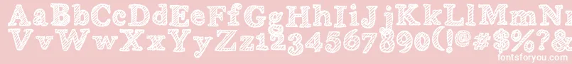 WobblyBob-Schriftart – Weiße Schriften auf rosa Hintergrund