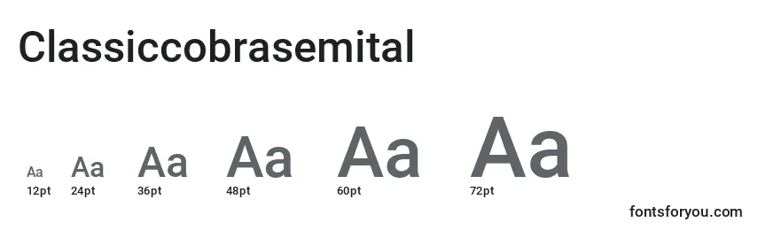 Размеры шрифта Classiccobrasemital
