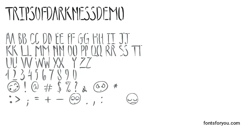 Шрифт TripsOfDarknessDemo – алфавит, цифры, специальные символы