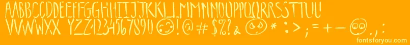 TripsOfDarknessDemo-Schriftart – Gelbe Schriften auf orangefarbenem Hintergrund