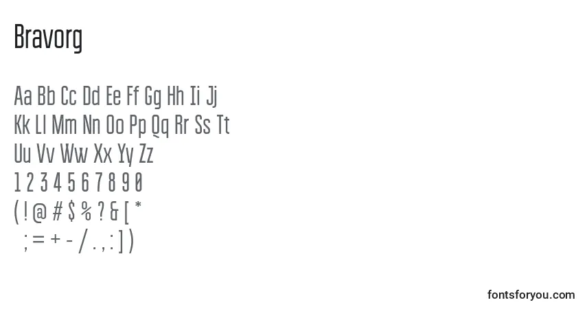 Czcionka Bravorg – alfabet, cyfry, specjalne znaki