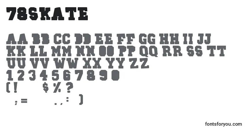 A fonte 78skate – alfabeto, números, caracteres especiais