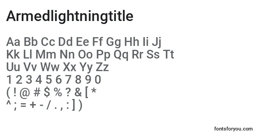 A fonte Armedlightningtitle – alfabeto, números, caracteres especiais