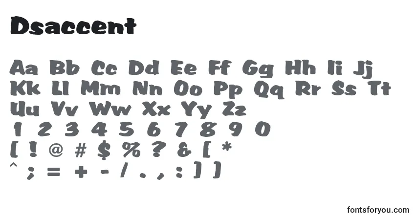 Dsaccent-fontti – aakkoset, numerot, erikoismerkit