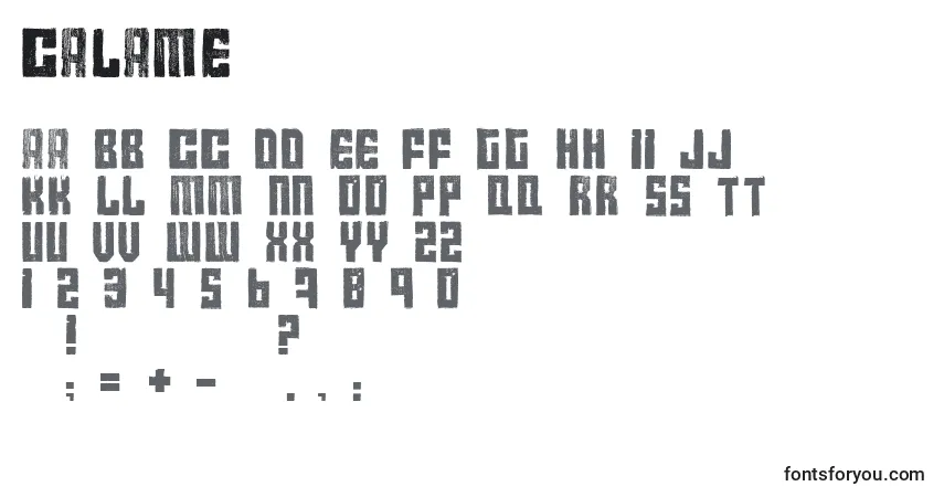 Schriftart Calame – Alphabet, Zahlen, spezielle Symbole