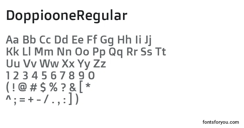 Schriftart DoppiooneRegular – Alphabet, Zahlen, spezielle Symbole