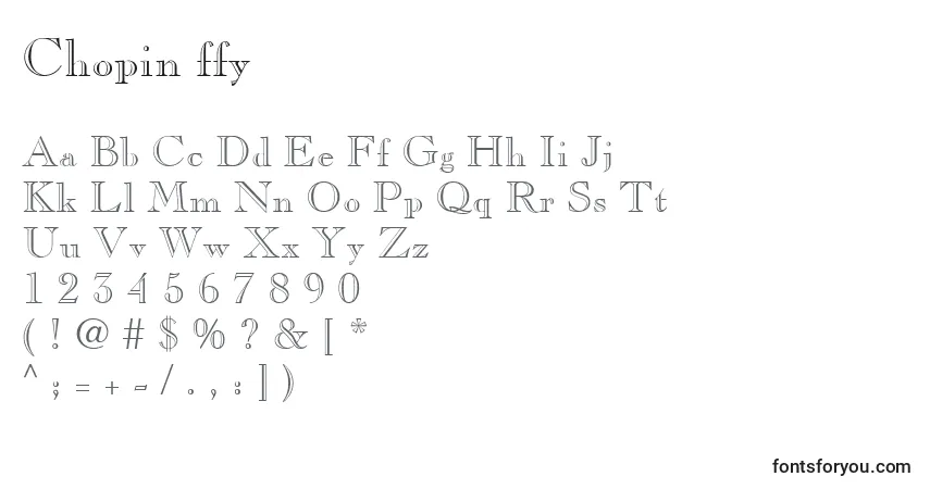 A fonte Chopin ffy – alfabeto, números, caracteres especiais