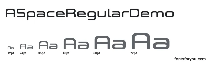 Размеры шрифта ASpaceRegularDemo