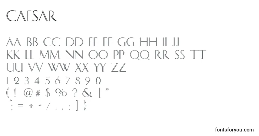 A fonte Caesar – alfabeto, números, caracteres especiais