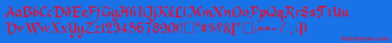 RedareRegular Font – Red Fonts on Blue Background