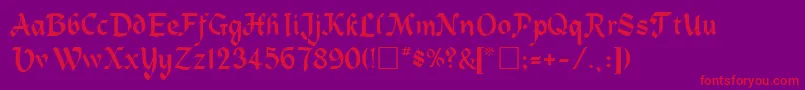 RedareRegular-Schriftart – Rote Schriften auf violettem Hintergrund