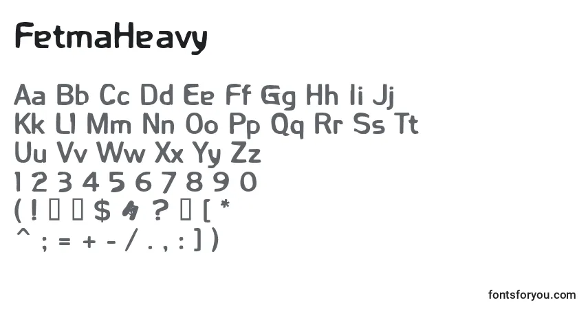 Czcionka FetmaHeavy – alfabet, cyfry, specjalne znaki