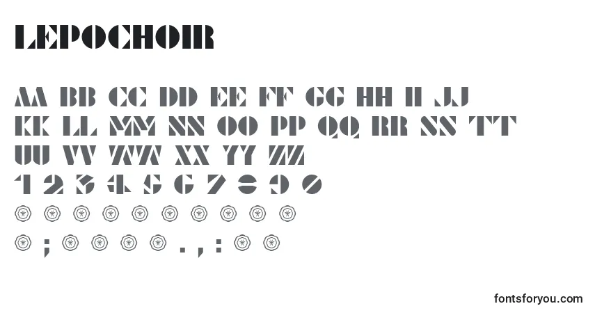 Schriftart LePochoir (85947) – Alphabet, Zahlen, spezielle Symbole