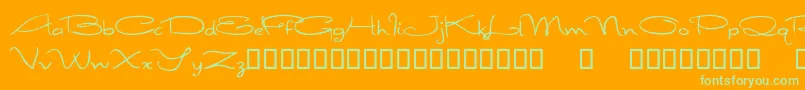 FirstImpressions-Schriftart – Grüne Schriften auf orangefarbenem Hintergrund