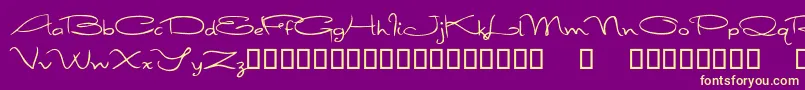 Fonte FirstImpressions – fontes amarelas em um fundo roxo