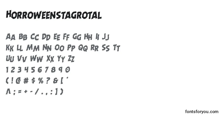 Czcionka Horroweenstagrotal – alfabet, cyfry, specjalne znaki