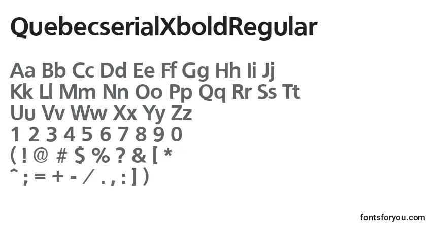 Czcionka QuebecserialXboldRegular – alfabet, cyfry, specjalne znaki
