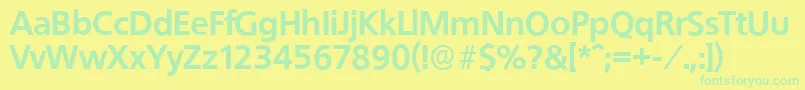 QuebecserialXboldRegular Font – Green Fonts on Yellow Background