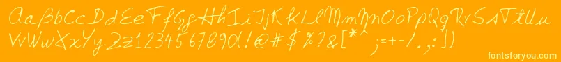 Lehn142-Schriftart – Gelbe Schriften auf orangefarbenem Hintergrund