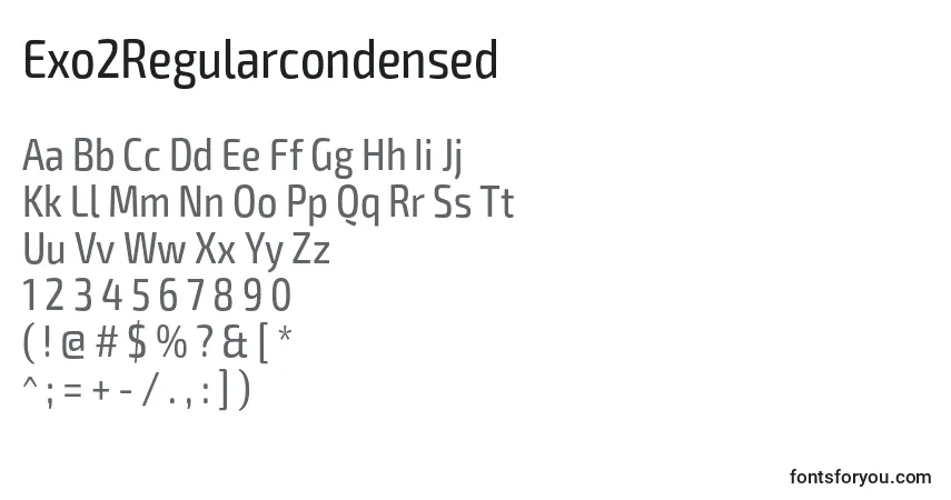 Schriftart Exo2Regularcondensed – Alphabet, Zahlen, spezielle Symbole