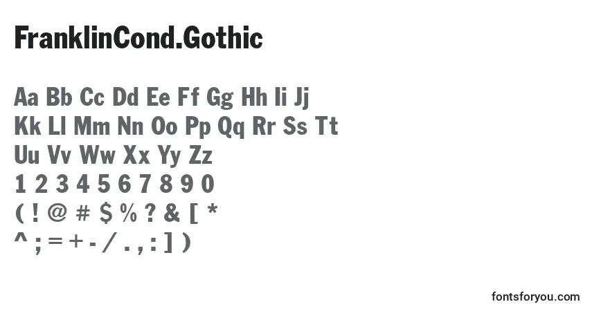 FranklinCond.Gothic-fontti – aakkoset, numerot, erikoismerkit