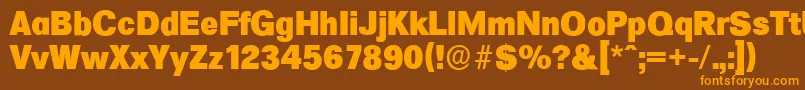 Weitere Informationen zur FormulaserialHeavyRegular-Schriftart FormulaserialHeavyRegular-Schriftart – Orangefarbene Schriften auf braunem Hintergrund