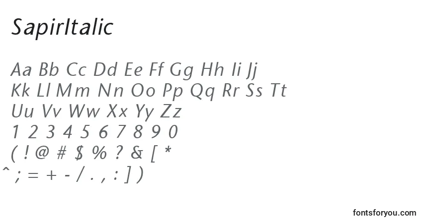 A fonte SapirItalic – alfabeto, números, caracteres especiais