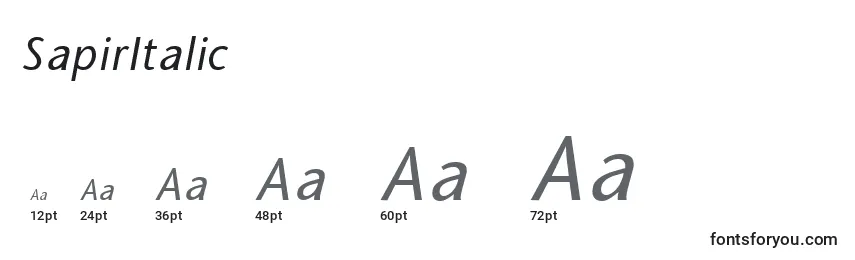Размеры шрифта SapirItalic