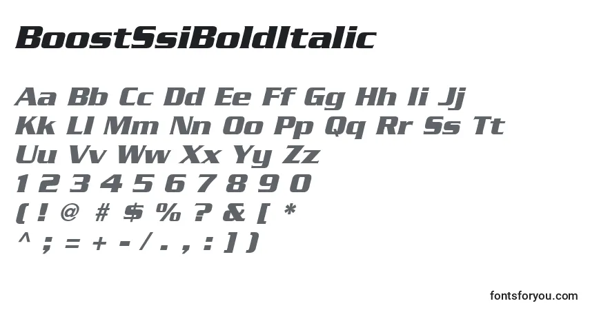Czcionka BoostSsiBoldItalic – alfabet, cyfry, specjalne znaki