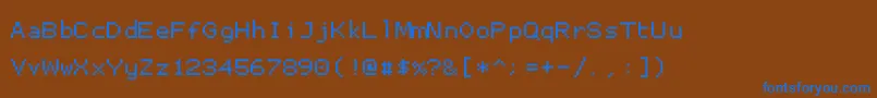 Czcionka Proggysmalltt – niebieskie czcionki na brązowym tle