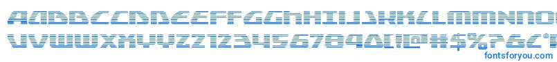 Globaldynamicsgrad-Schriftart – Blaue Schriften auf weißem Hintergrund