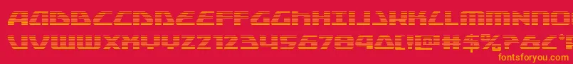 フォントGlobaldynamicsgrad – 赤い背景にオレンジの文字