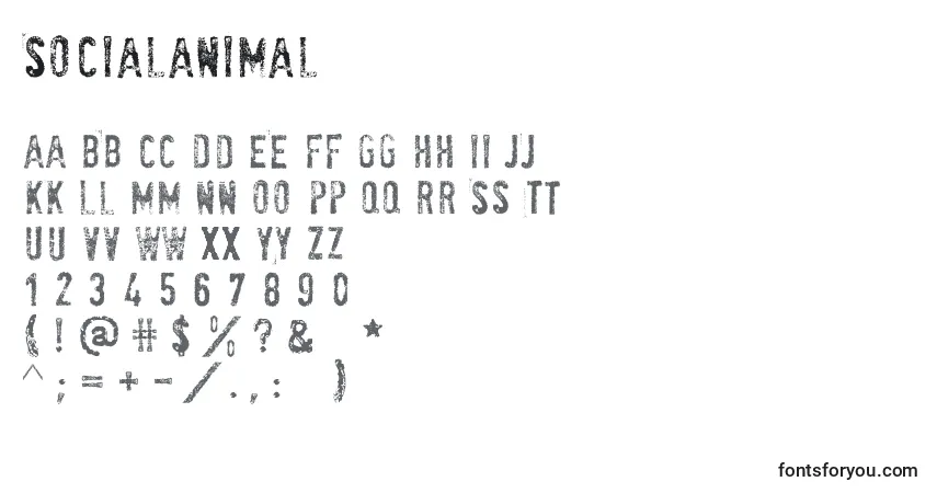 Fuente Socialanimal - alfabeto, números, caracteres especiales