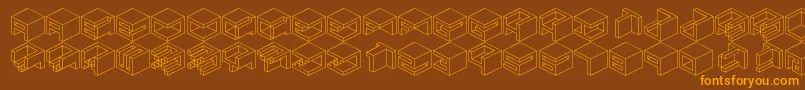 フォントQbicle1Brk – オレンジ色の文字が茶色の背景にあります。